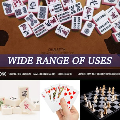 ARELUX Neoprene Mahjong Mat with Carrying Bag 32"x32" No Creases Rolled Shipping American Mahjong Mat with Charles Rules Anti-Slip & Noise Reduction Table Cover for Poker, Card & Board Game(Brown) - color: Brown