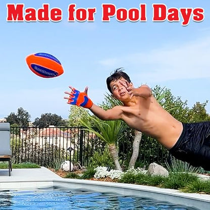 CatchMaster Water Football Set – Pool & Beach Easy Catch Hook and Loop Ball + 2 Gloves, Waterproof Outdoor Backyard Game