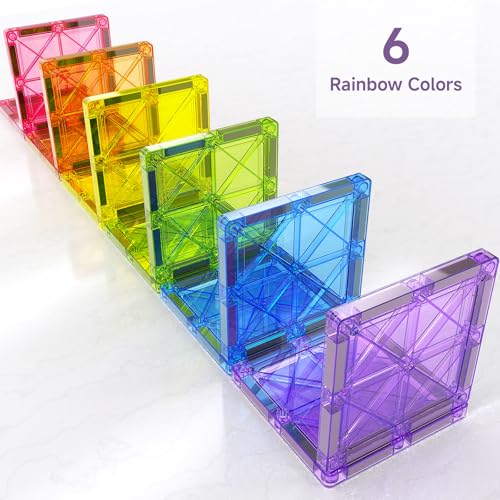 100Pcs Premium Magnetic Tiles Toys Set with Sturdy Iron Case, STEM Educational Building Blocks for Kids Ages 3-5 4-8, Montessori Sensory Toys, Creative Birthday Gifts for Toddler Boys & Girls - size: 100 PCS