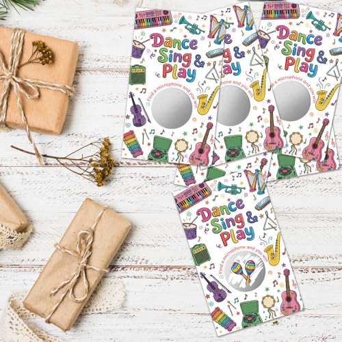 50 Pcs Dance Sing & Play Scratch off Game Cards, Musical Instruments Scratch Cards for Music Birthday Party, Back To 80s 90s Party Supplies, Dancing Activity Lottery Prize Raffle Ticket - color: Multi