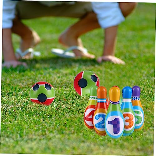 Mini PU Solid Bowling Pins Balls for Indoor Outdoor Play Sports for Interaction and Beginner Bowling Training