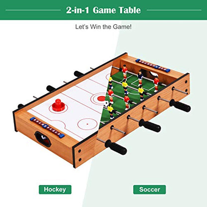 Goplus 2 in 1 Multi Game Table, Mini Foosball Table & Air Hockey Table with Realistic Playing Field, Manual Scoring Bar, Compact Combo Game Table Top for Home, Play Rooms, Bars, Parties, Family Night