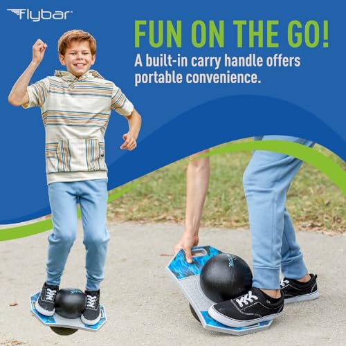 Flybar LED Pogo Trick Ball for Kids Balance Bounce Board w/Anti-Slip Deck - color: Blue Camo