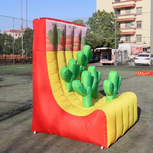 4 in 1 Inflatable Carnival Game Inflatable Sport Games Multi Sports Play Ring Toss Basketball Hoop Game for School Playground/Family/Team - style: Western hoop
