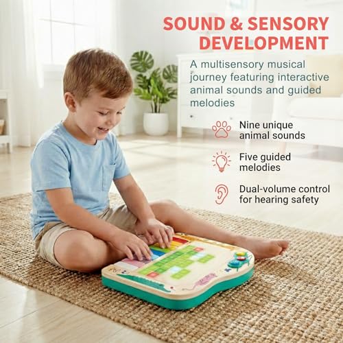 Hape Dynamic Pixel Piano - 3-in-1 Interactive Wooden Piano Toy for Toddlers Age 1-6, Musical Sensory Toy with LED Pixel Art Screen, Guided Melodies & Animal Sounds, Early Learning Educational Gift