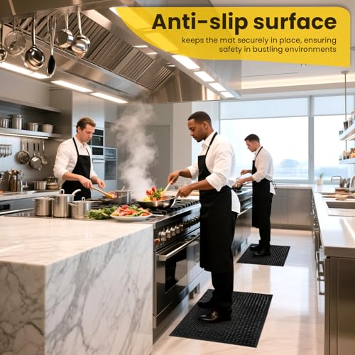 24"x 36" Rubber Floor Mat, Non-Slip Rubber Floor Mat Heavy Duty Mats for Outdoor Restaurant Kitchen Bar (Black) - size: 24"L x 36"W x 0.4"Th