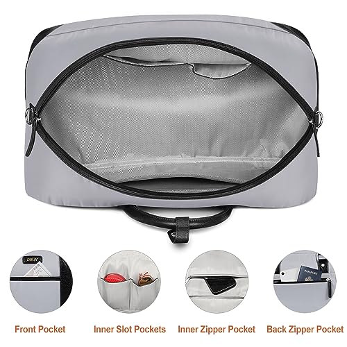 Weekender Bag for Women, Large Overnight Bag Canvas Travel Duffel Bag Carry On Tote with Shoe Compartment 21" 3Pcs Set - color: A19-black+dark Grey
