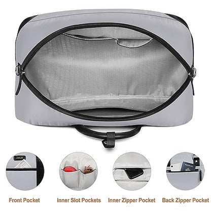 Weekender Bag for Women, Large Overnight Bag Canvas Travel Duffel Bag Carry On Tote with Shoe Compartment 21" 3Pcs Set - color: A19-black+dark Grey