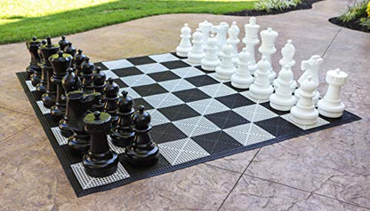 Giant Outdoor Chess Set with 25" King + Free Nylon Fabric Mat