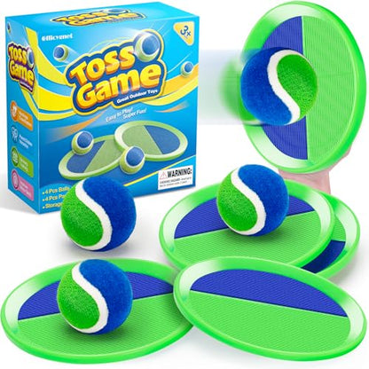 Outdoor Toys for Kids Ages 4-8, Outside Game for 3 4 5 6 7 8 -12 Year Old Boys Girls, Catch Ball Toss Game for Beach, Pool, Yard- Toddlers Birthday Gifts Easter Basket Stuffers(4Pcs Green Paddles) - style: 4 Paddles 4 Balls