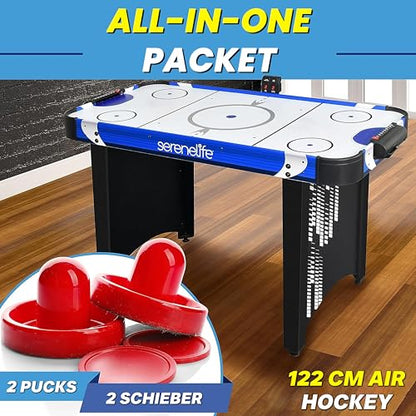 SereneLife 48" Air Hockey Game Table, w/Built-in Score Tracker & Puck Dispenser, Digital LED Scoreboard & Accessories