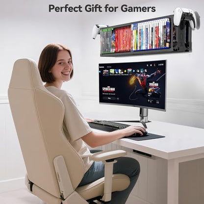 Video Game Disc Rack Tower Storage Holder Stand Universal for PS5/PS4/XBOX One/Series/NS Game, Game Organizer Shelf Display Stand for Wall Mount/Desk/Floor with Controller Holder Sega Genesis Consoles - size: 2-Tier