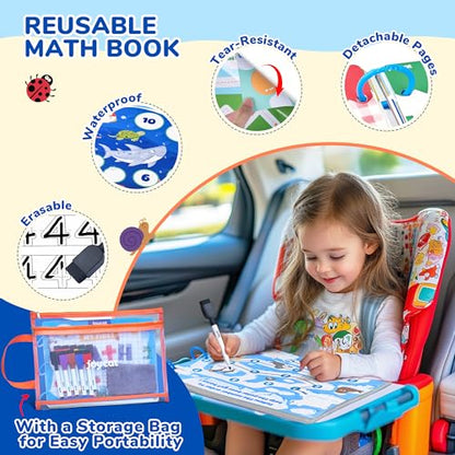 JoyCat Math Busy Book for Toddlers — Reusable Preschool Workbook with 10 Dry-Erase Markers, Number Tracing & Counting Activity Book for Kids Ages 3–8, Kindergarten Learning Activities, Travel-Ready - style: 5. Math