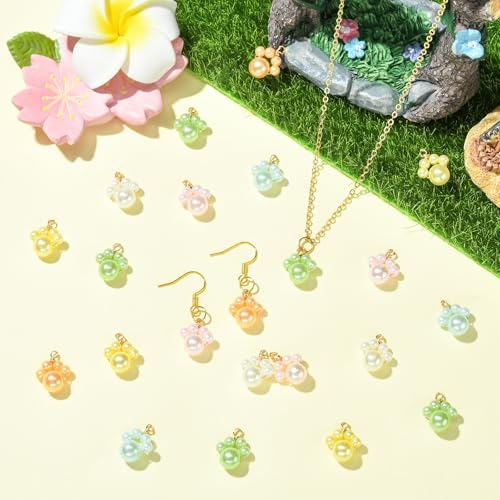Stiesy Handmade Animal Paw Charms ABS Plastic Imitation Pearl Cute Dog Cat Paw Print Shape Dangle Charms Pendants Bulk for Necklace Bracelet Earring Jewelry Making Supplies DIY Craft 40Pcs 8 Style - color: Paw Print-40pcs