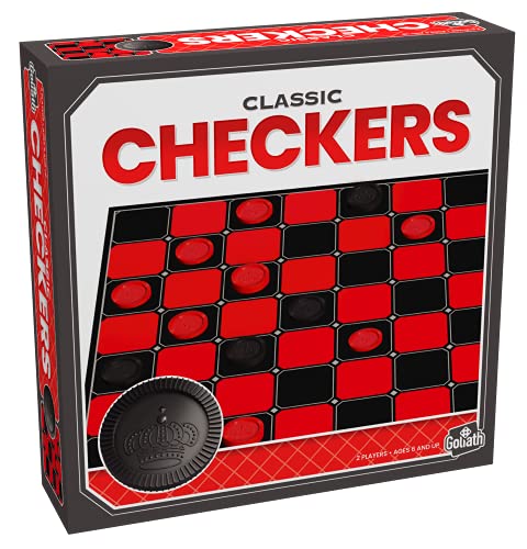 Classic Games - Checkers - 2 Player Strategy Game Includes Solid Interlocking Plastic Checkers by Goliath