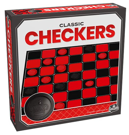 Classic Games - Checkers - 2 Player Strategy Game Includes Solid Interlocking Plastic Checkers by Goliath