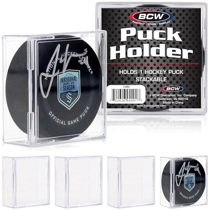 BCW Hockey Puck Display Case Cube Holder 6-Pack, Crystal Clear, Stackable