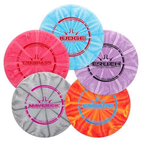 Dynamic Discs Prime Burst 5 Disc Golf Set | Includes Putter, Midrange, 2X Fairway & Driver | Disc Golf Accessories for Beginners | 170-176g | Beginner Pack for Amateurs - size: 5 Pack