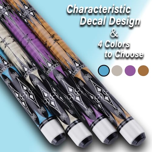 13mm 58 Inch 19 20 oz Billiard Pool Cue Stick, 1/2 Maple Billiard Pool Stick, House Bar Pool Table Sticks for Men - color: Blue 19 oz