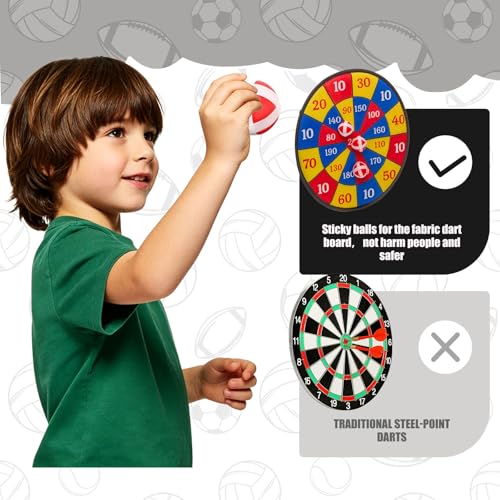 Sticky Balls for Fabric Dart Board,1.33" Non-Toxic Hook and Loop Wiffle Golf Balls,Safe Alternative to Darts for Indoor Outdoor Throwing Play,Party Family Toys with Storage Bag