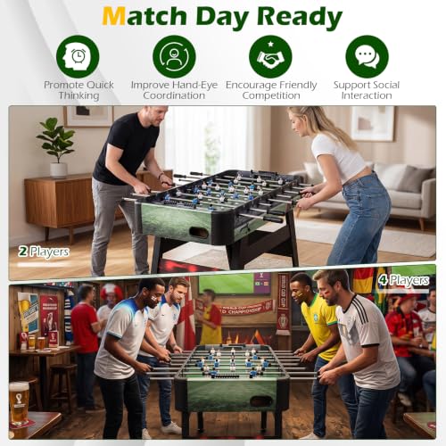 Goplus 54 Inch Full Size Foosball Table, Soccer Game Table with 2 Balls, 22 Players, Ergonomic Handles, Adjustable Leg Levelers, Competition Size Arcade Foosball Table for Home Game Room Adults