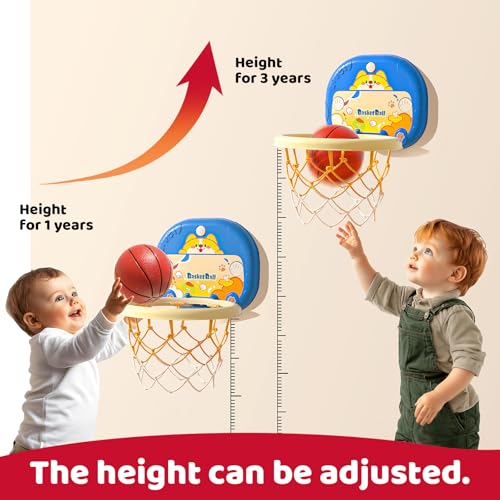 Kids Basketball Hoop Indoor, 【Large Size Auto Score & Sound】 Height Adjustable Basketball Goal with Silent Ball, Suction Cup & Hook Mount, Easy Install for Toddlers 1-6 Years Old - size: Small-No Score