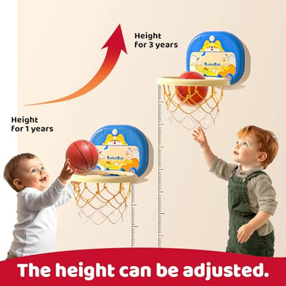 Kids Basketball Hoop Indoor, 【Large Size Auto Score & Sound】 Height Adjustable Basketball Goal with Silent Ball, Suction Cup & Hook Mount, Easy Install for Toddlers 1-6 Years Old - size: Small-No Score