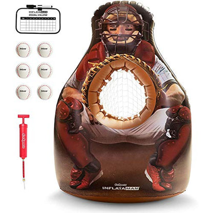 GoSports Inflataman Baseball Toss Challenge - Inflatable Catcher Strike Zone Pitching Game
