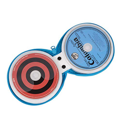 ELEZAY Small CD Case Round Felt 20 Capacity CDs Storage Wallet DVD Disc Holder, Blue - color: B-Blue