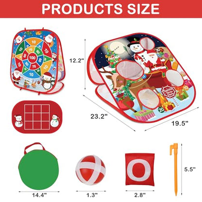 Christmas Bean Bag Toss Games for Kids Adults, Christmas Party Games for Families Outdoor Indoor Holiday Dart Board for Kids Carnival Games Toys Christ mas Party Favors Gifts for Boys Girls Yard Games