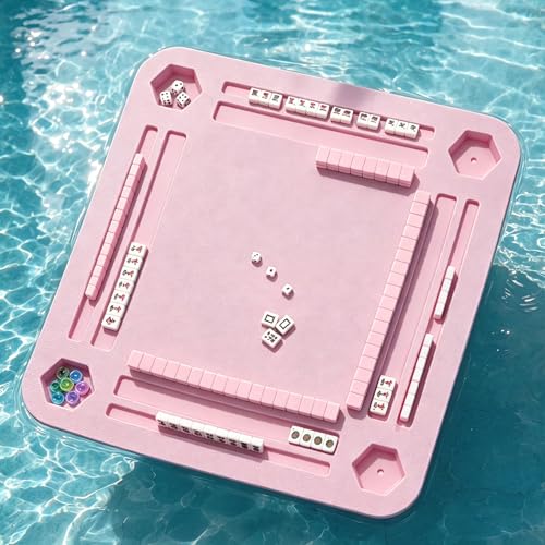 TheClouds Floating Mahjong Table for Pool, 31.5" x 31.5" Waterproof Mahjong Table, Floating Mahjong Board & Game Tray for Hot Tub, Outdoor Party, Card Games, Poker & Scrabble, Pink - color: Pink