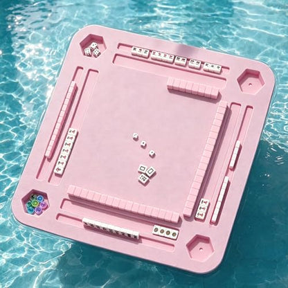 TheClouds Floating Mahjong Table for Pool, 31.5" x 31.5" Waterproof Mahjong Table, Floating Mahjong Board & Game Tray for Hot Tub, Outdoor Party, Card Games, Poker & Scrabble, Pink - color: Pink