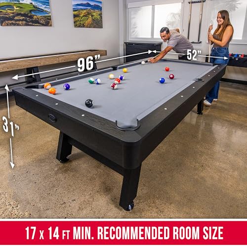 GoSports 7 and 8 ft Pool Tables with Wood Finish - Gray, Black, or Green Felt - Billiards Game Room Table for Adults & Family - Accessories Not Included - style: 8 ft Gray