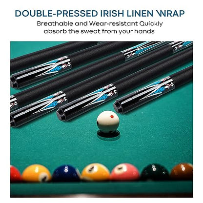 13mm 58 Inch 19 20 oz Billiard Pool Cue Stick, 1/2 Maple Billiard Pool Stick, House Bar Pool Table Sticks for Men - color: 2 x Black 19 oz