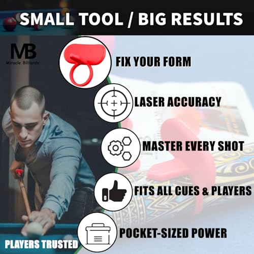 Cue Grip Trainer with Instruction Manual for Billiards & Pool - Silicone Alignment Ring, Improve Your Stroke & Shot Accuracy | Billiard Practice Aid Billiard Training Aids Billiards Accessories