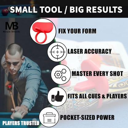 Cue Grip Trainer with Instruction Manual for Billiards & Pool - Silicone Alignment Ring, Improve Your Stroke & Shot Accuracy | Billiard Practice Aid Billiard Training Aids Billiards Accessories
