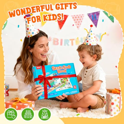 JoyCat Seek & Find Game Book - Animal Preschool Learning Activity for Toddlers & Kids, Travel Activities Toys for Road Trip Car Airplane, Christmas Toys, Educational Gifts for Boys Girls Ages 3-5 - style: 4. Seek & Find Animals