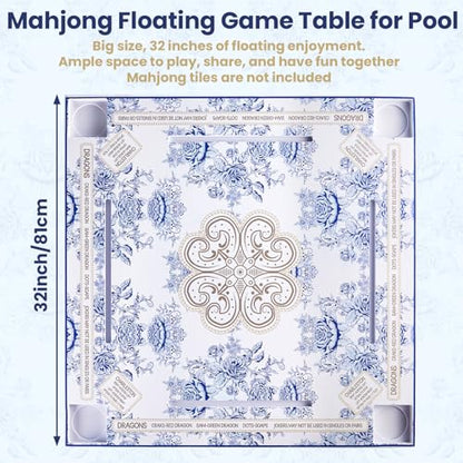 32x32 Inch Large Floating Mahjong Table for Swimming Pool Hot Tub Float Board for Mahjong Card Games Dominoes Poker Pool Game Tray for Adults Summer (Blue) - color: Blue