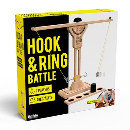 Buffalo Games - Hook & Ring Battle Game – Fast‑Paced Family Party Game | Tabletop Ring Toss for 2 Players Ages 8+ | Head‑to‑Head Dexterity & Skill Game Night Fun