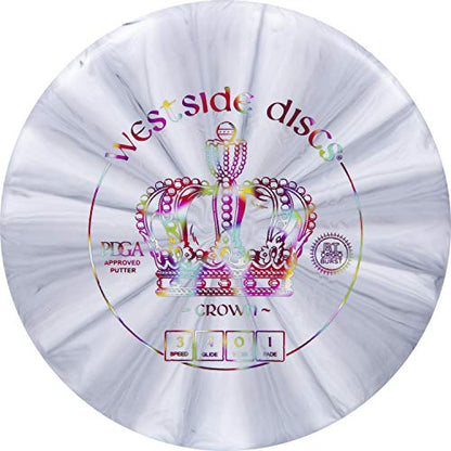 Westside Discs Origio Burst Crown Disc Golf Putter | Frisbee Golf Putt and Approach Disc | Great Off of the Tee Box Throwing Stable Putter | 170g Plus | Stamp Color and Burst Pattern Will Vary - color: Gray