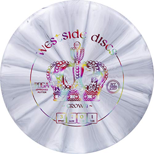 Westside Discs Origio Burst Crown Disc Golf Putter | Frisbee Golf Putt and Approach Disc | Great Off of the Tee Box Throwing Stable Putter | 170g Plus | Stamp Color and Burst Pattern Will Vary - color: Gray