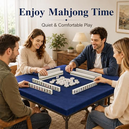 party greeting Game Table Cover for Square Tables Game Tablecover Folding Elastic Contraction Felt Gaming Mat for Card Playing Poker Cards Mahjong Puzzles Board Games (Blue 34 x 34 Inch) - color: Blue