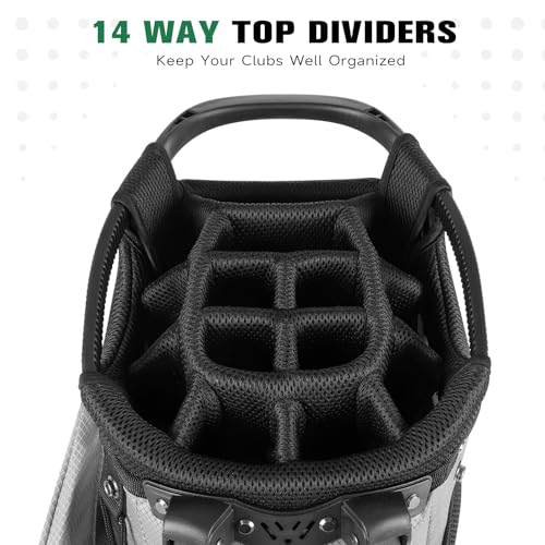 Findway 14 Way Golf Stand Bag, Lightweight Golf Bag with Stand for Men Women, Golf Club Carry Bag with Dual Strap, Rain Cover, Multiple Pockets, Golf Ball Holder - color: Gray
