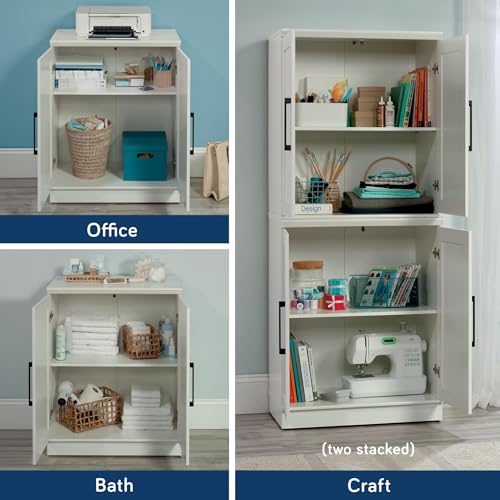 HomePlus Small Kitchen Pantry Storage Cabinet with Adjustable Shelves, Living Room Storage Cabinet, Soft White Finish - color: White