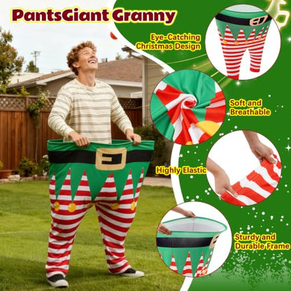Christmas Granny Pants Outdoor Game Set, Giant Granny Funny Pants with Pump Bouncy Balls & Christmas Glasses, Holiday Yard Tossing Game for Adults Family Party(11 Pcs,Classic Style) - style: Classic Style