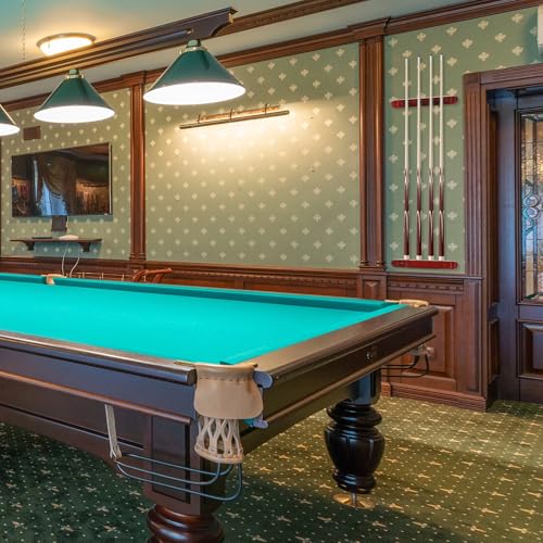 Hanaive 2 Piece 4 Pool Cues Wood Wall Rack with Clips Wall Mounted Hardwood Billiard Pool Cue Rack Finish Hardwood Cue Sticks Rack Billiard Stick Wall Rack with 4 Cue Clips for Billiard