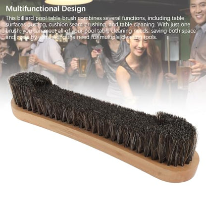 Billiard Pool Table Brush, 12 Inch Horse Hair Cleaning Brush for Dust Removal and Table Maintenance, with Ergonomic Handle and Multifunctional Design