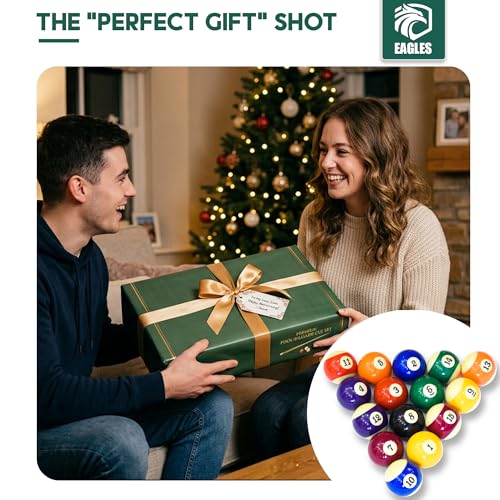 EAGLES Professional Billiard Ball Set – 2-1/4" Regulation Size Pool Table Balls – High-Density Poly-Resin for Precision Balance, Friction Resistance & True Roll – Complete 16 Ball Set