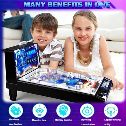 LED Pinball Machine for Adults Electronic Tabletop Pinball Toy with Light and Sound Effects for Kids and Family with Digital Counter and Arcade Game Sounds