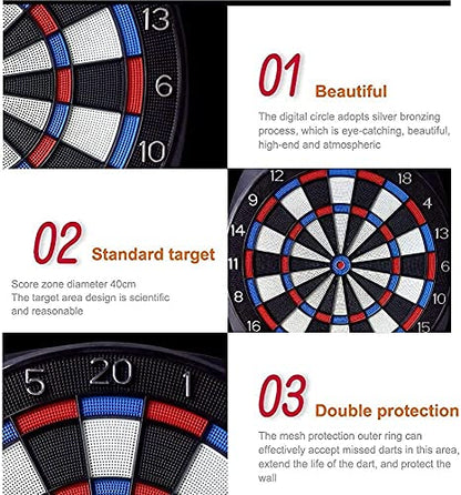 Electronic Dart Board, Electronic Dartboard, Classic Darts for 16 Players, Darts Game with LED Display, Including 6 Soft Darts and 24 Dart Heads for Indoor and Outdoor